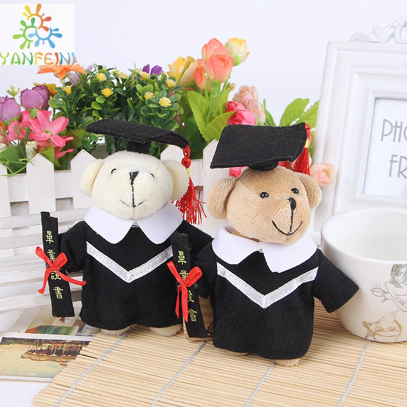 

Wholesale 13cm (5.1") 10pcs/Lot Graduation Bear Jointed Teddy Bear Plush Toys Graduation Gift Students Gift 2Colors Wedding Toys