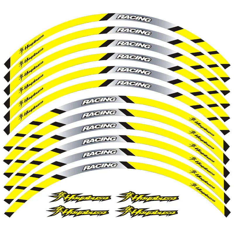 Новинка, высокое качество, 12 шт., подходит для мотоцикла, наклейка для колес, в полоску, светоотражающий обод для Suzuki Hayabusa