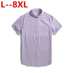 8XL 6XL 5XL 4XL для мужчин Повседневная рубашка короткий рукав однотонная Летняя мужская мода Гавайский Пряжка Slim Fit рубашки для мальчико