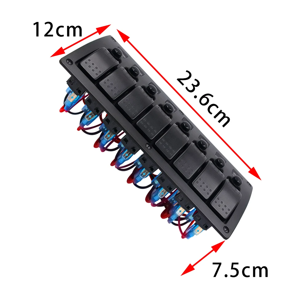 

12V/24V Waterproof Car Marine Boat 8 GANG Led Light Rocker Switch Panel Breaker
