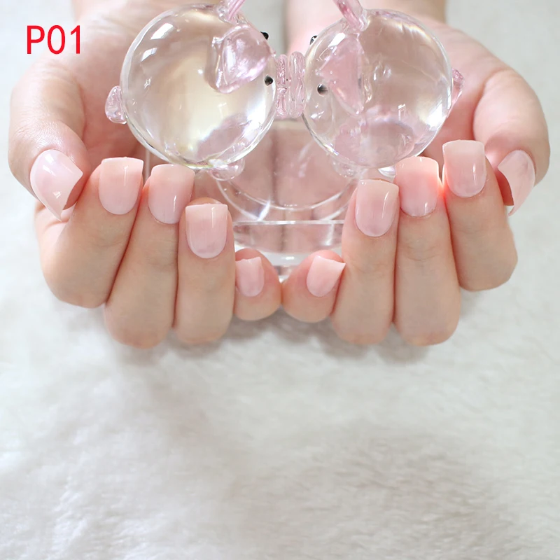 24 шт., перламутровые фиолетовые накладные ногти, Короткие акриловые накладные ногти, модный дизайн ногтей для леди, инструменты для маникюра DIY 010B - Цвет: P01