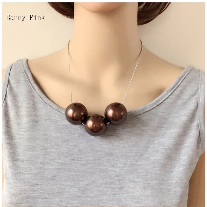 

Chunky Imitation Pearls Statement Choker Necklace For Women Bohemia Big Pendant Choker Collar Fashion Jewelry Colliers Colar