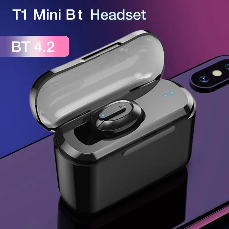 T1 Мини Bluetooth-гарнитура BT невидимые одиночные беспроводные наушники-вкладыши
