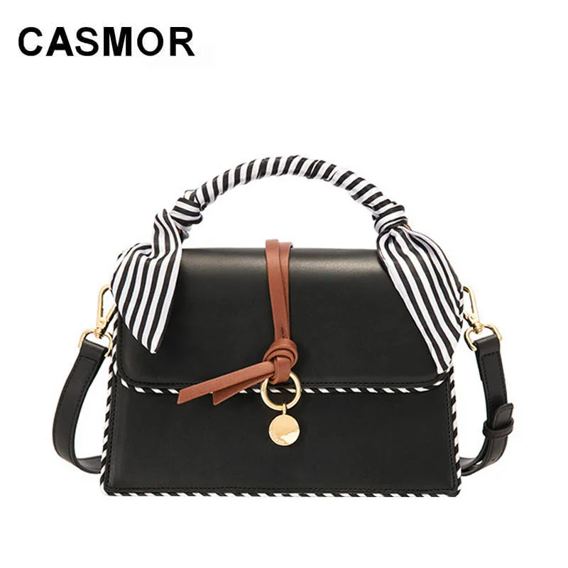 

CASMOR Brand Women Handbags 2018 New PU leather Scarves Fashion Top-Handle Luxury Designer female Shoulder Crossbody bags