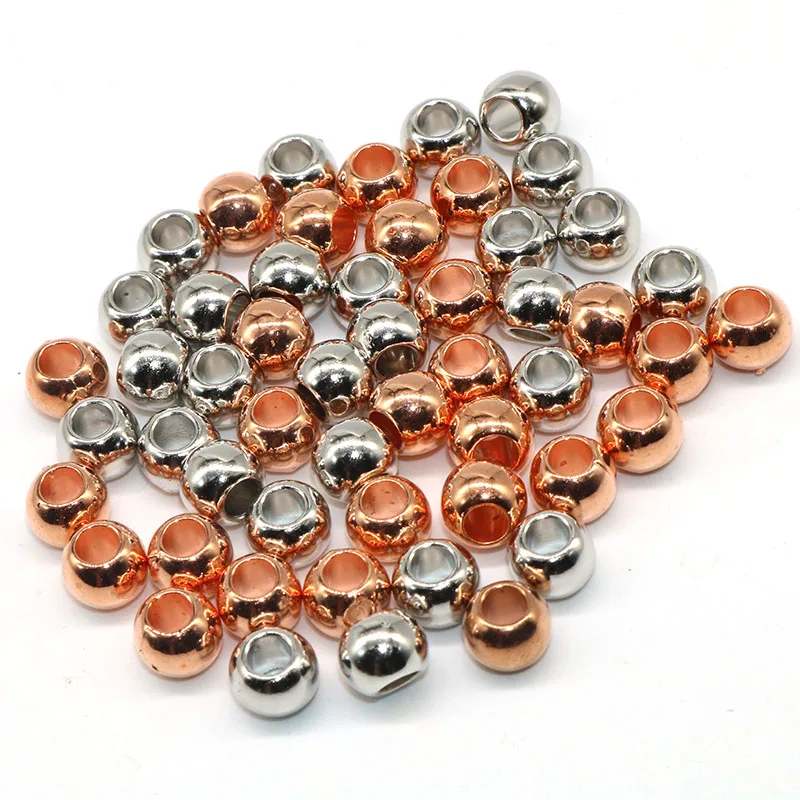 

Smooth Round CCB Spacer Loose Beads Gold Rose Plated Big Large Hole Beads For DIY Jewelry Making Diy Accessories 8mm 200pcs/lot