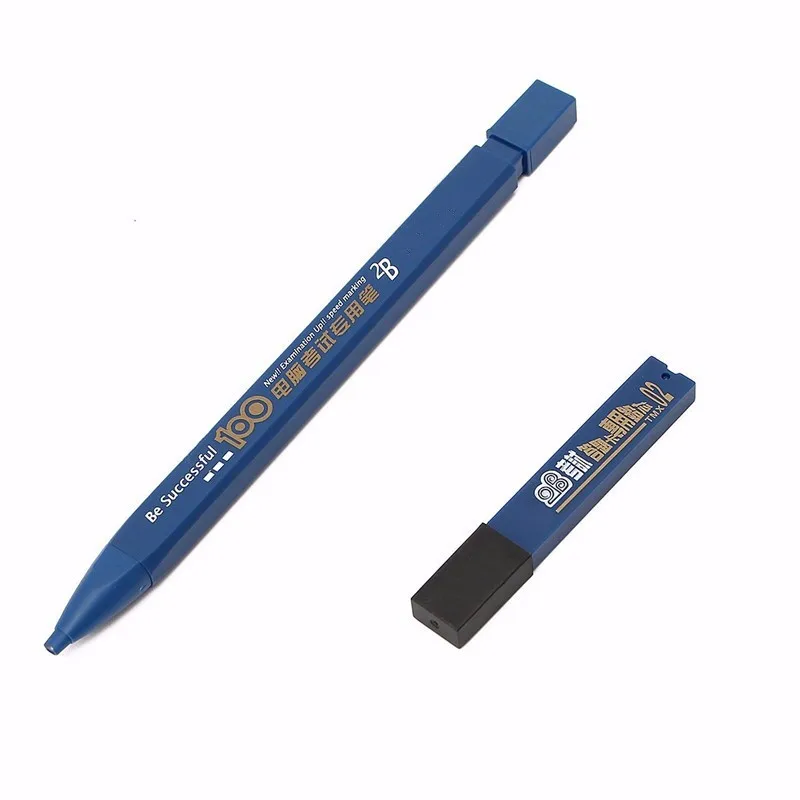 6PCs Lead Refills Set New 1PCs 2B Black Lead Holder Exam Mechanical Pencil 