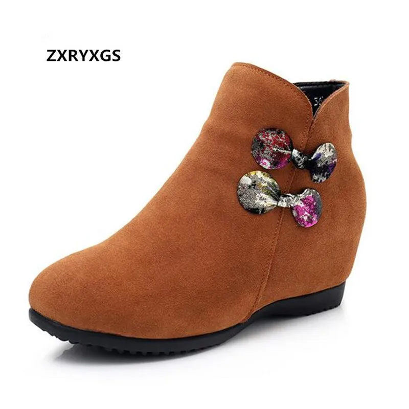 

ZXRYXGS Brand Boots Bow Matte Leather Shoes Women Shoes Boots 2018 New Increased Autumn Winter Boots Fashion Shoes Large Size