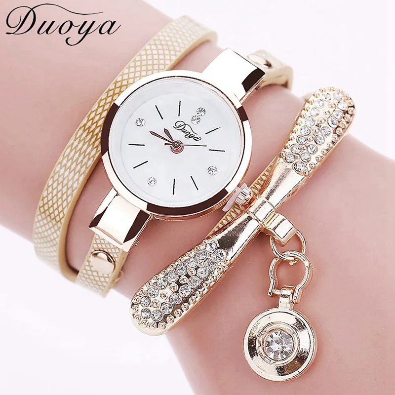 Duoya Brand Bracelet Watches For Women Luxury Gold Crystal Fashion Quartz Wristwatch Clock Ladies Vintage Watch Dropshipping 