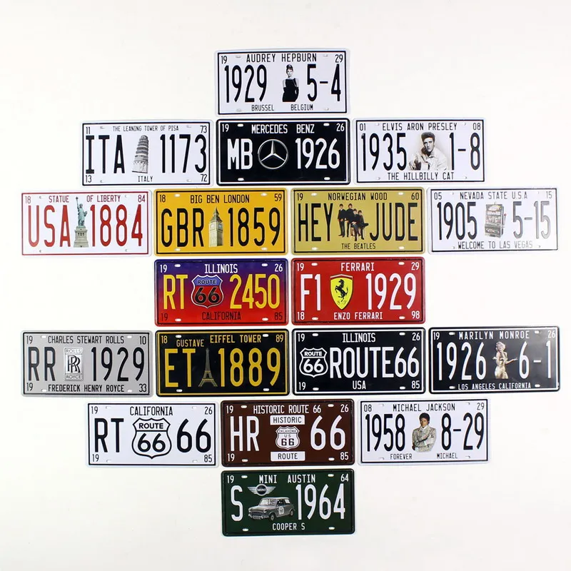 USA Flagge Route 66 California Auto Nummernschild License Plate Deko Blechschild