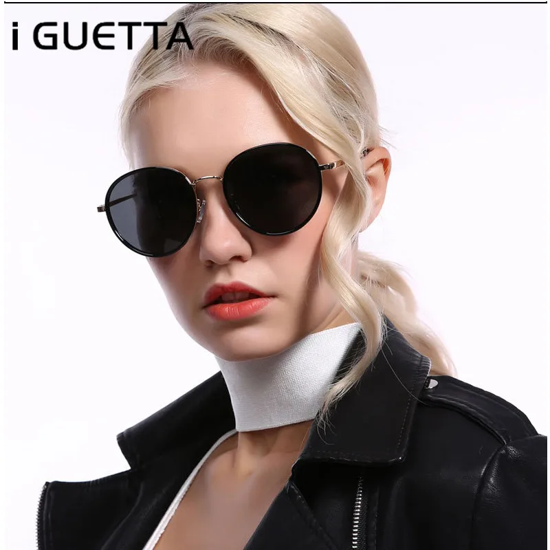 IGUETTA брендовые дизайнерские женские солнцезащитные очки высокое качество круглый винтажный дизайн сплав рамка вождения очки для женщин IYJB113