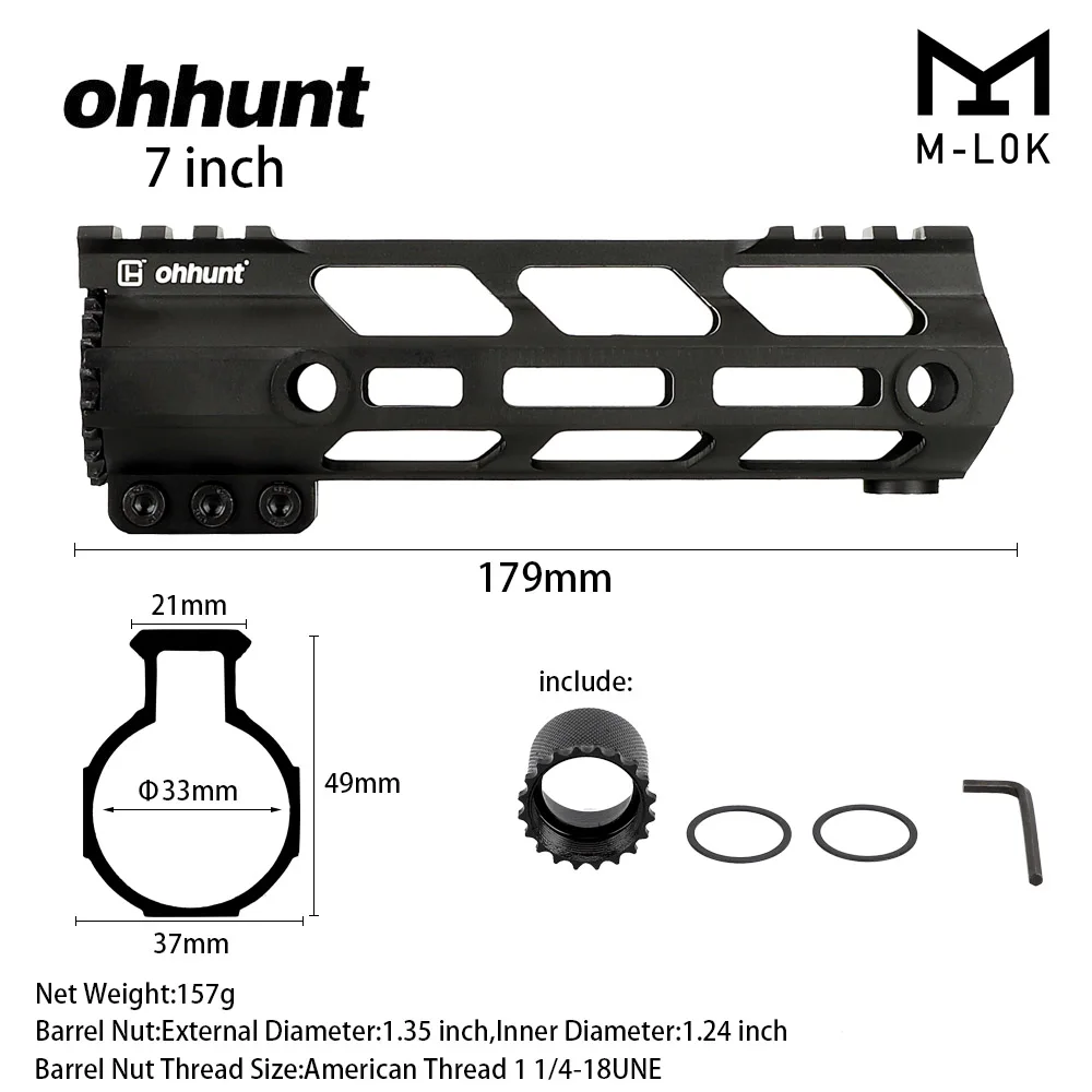 Ohhunt Тактический M-LOK поручень " 9" 1" 12" 13," 15" M LOK бесплатно поплавок ручной предохранитель Picatinny Weaver крепление стальной ствол гайка - Цвет: 7 Inch