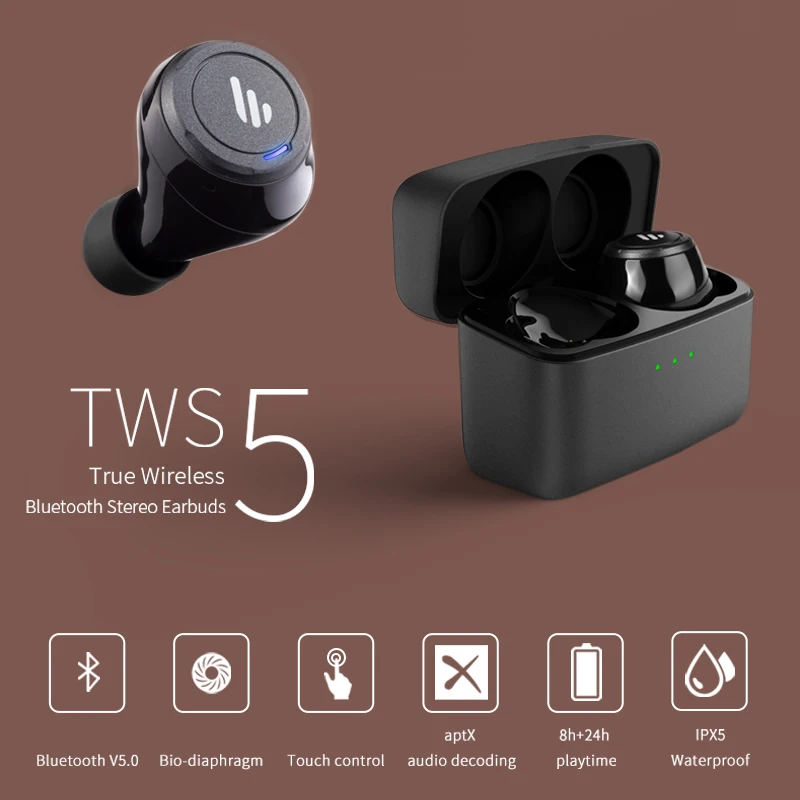 EDIFIER TWS5 Bluetooth V5.0 TWS наушники aptX аудио декодирование IPX5 Водонепроницаемый