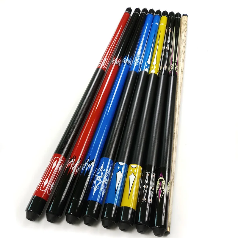 

Jassinry 2018 new arrival 1/2 splited Ash wood colorful Billiard snooker cue stick in 9.5mm with painting and leather wrap China