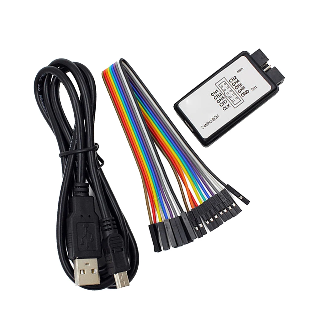 

24MHz 8-Channel USB Logic Analyzer with Cables Debug Device for SPI IIC UART ARM FPGA