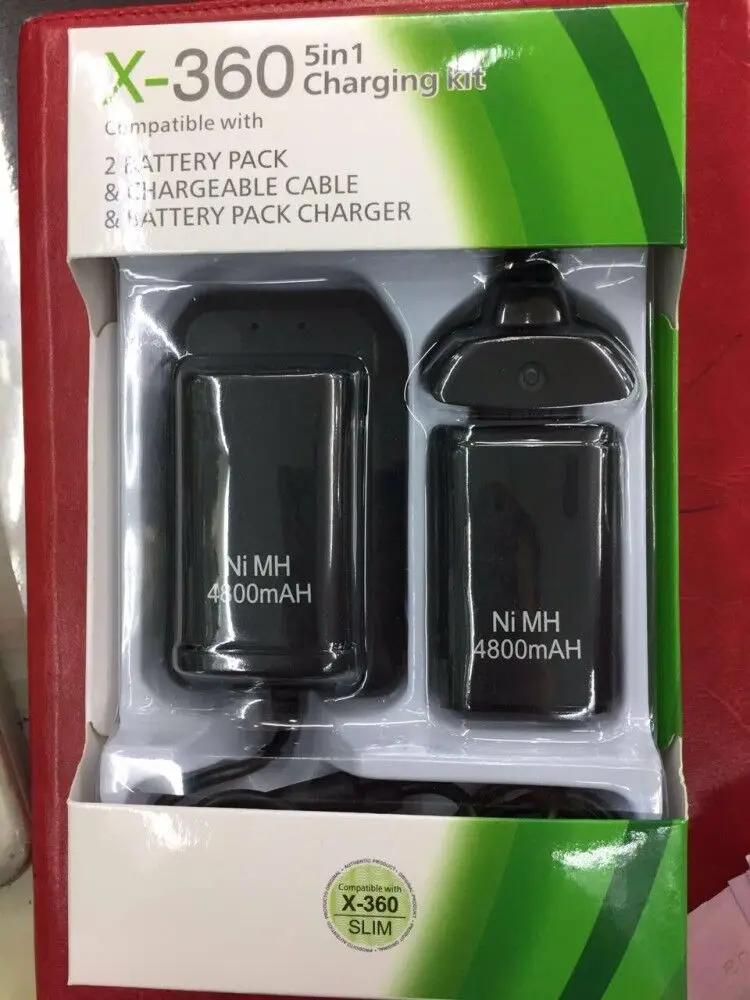 

5 In 1 4800mAh Rechargeable Battery Pack Batteries+Charger+Usb Cable Charging Kit For Xbox360 Battery Wireless Controller