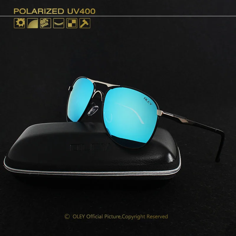OLEY, люксовый бренд, мужские солнцезащитные очки для вождения, поляризационные, женские, пилот, солнцезащитные очки, синее покрытие, очки, dos homens Y7611