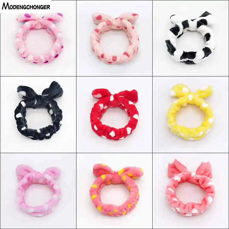 

For Women Big Bow HairBand Coral Fleece Soft Elastic Hair Ribbon SPA Bath Shower Make Up Wash Face Cosmetic Headband Headwear