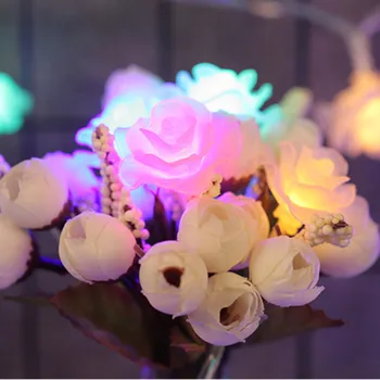 

2.5M 20 LED Rose Flower led Fairy String Lights Battery Powered Wedding Valentine's Day Event Party Garland Decor Luminaria
