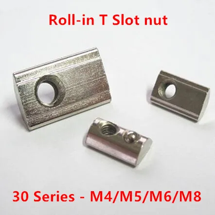 M4//M5//M6//M8 T Roll-in T Slot Nut Groove 8 Aluminum Accessory For 30 Series 10PCS