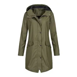 Женское пальто осень зима сплошной цвет уличная спортивная куртка на молнии с капюшоном карман Верхняя одежда модное повседневное длинное