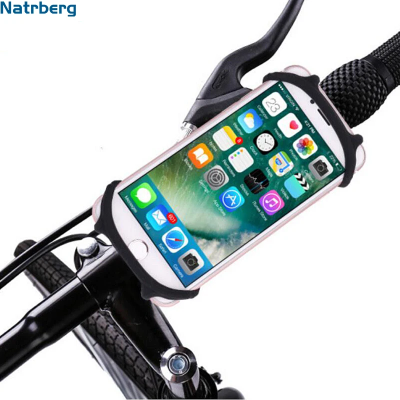 

Natrberg Bike Phone Holder For iPhone Samsung Bike Mobile Holder Soft Silicon Support Motorbike Handlebar Stand Support Bracket