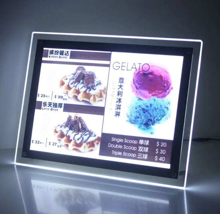 Buy restaurant menu led light box/beautiful shape