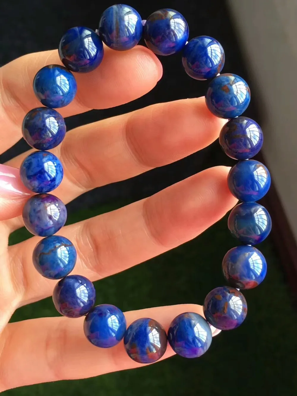 

Top Natural Royal Blue Sugilite Bracelets 9.6mm Crystal Sugilite Round Bead Bracelet Lady Healing Stone Certificate AAAAAA