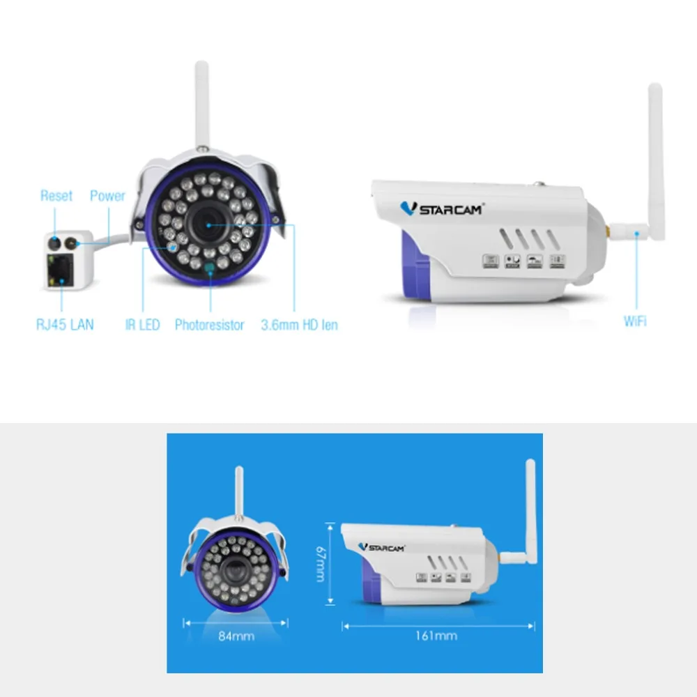 VStarcam C7815WIP Бесплатная доставка Wi Fi IP Камера Outdoor1.0MP мегапиксельная HD CCTV