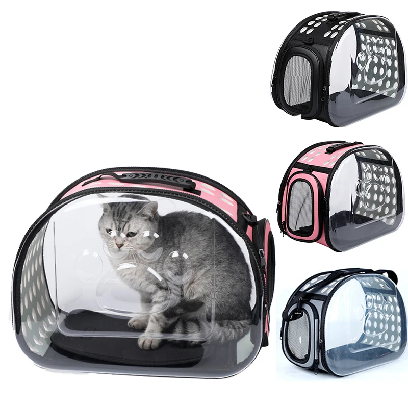 

Travel Outdoor Pet Cat Carrier Foldable Shoulder Bag Package Dog Puppy Universal Transparent Breathable Handbag Box Backpack