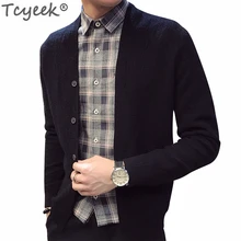 Tcyeek мужской свитер Осенняя мужская одежда весенний тонкий кардиган облегающий вязаный кардиган мужской Повседневный свитер Vete men t LWL672