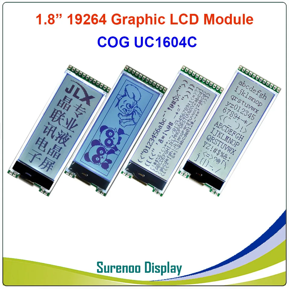 

19264 192*64 Graphic Matrix Serial SPI COG LCD Module Display Screen build-in UC1604C Controller in 3.3V