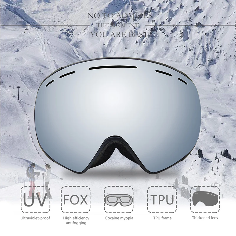 2018 Ski Snowboard Goggles Big Spherical Glasses Skiing Men Women Big