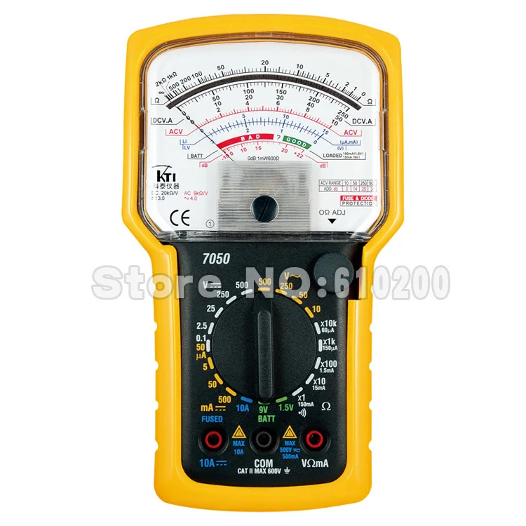 

KTI KT7050 High precision High sensitivity Pointer Multimeter Ohm Test Meter Analog Multimeter EN61010-1,CAT II,600V