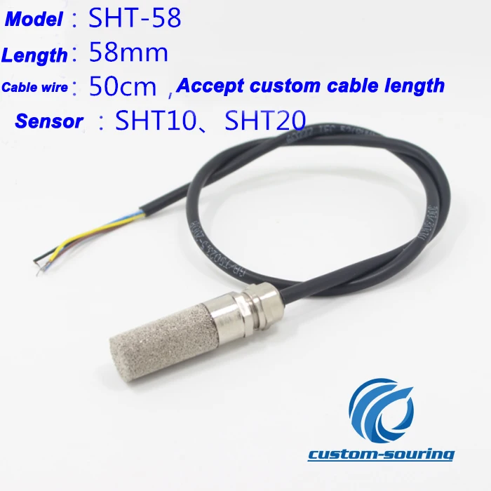 

Free ship 1pc double Waterproof temperature and humidity sensor SHT20 sensor probe SHT-58 soil sensor for farm probe length 58mm