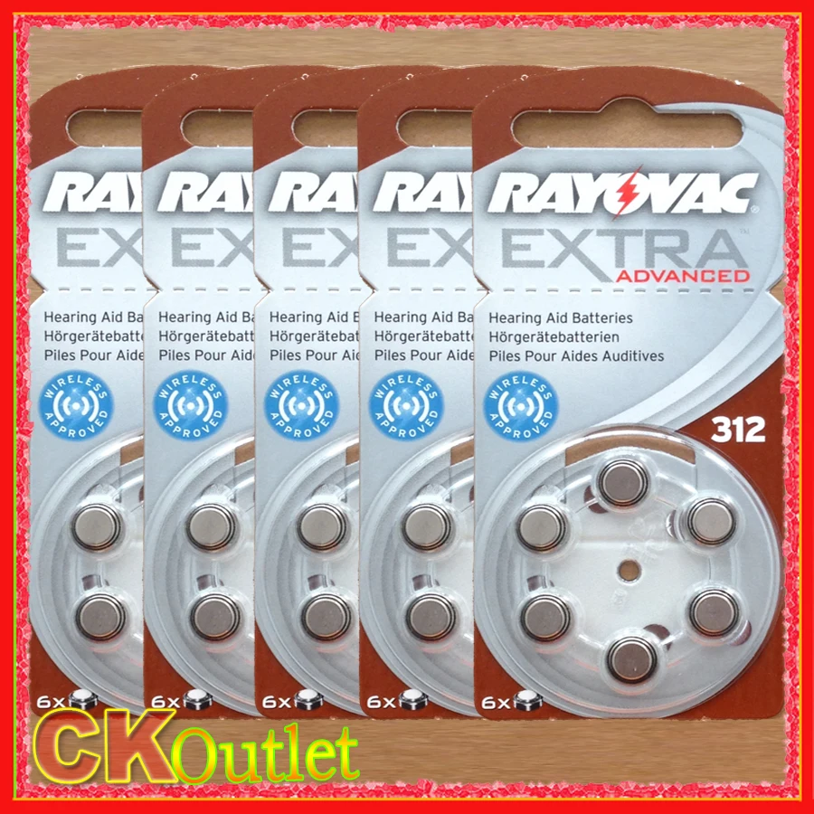 30 PCS Rayovac Extra Performance 312 PR41 A312 1.45V Hearing Aids Zinc