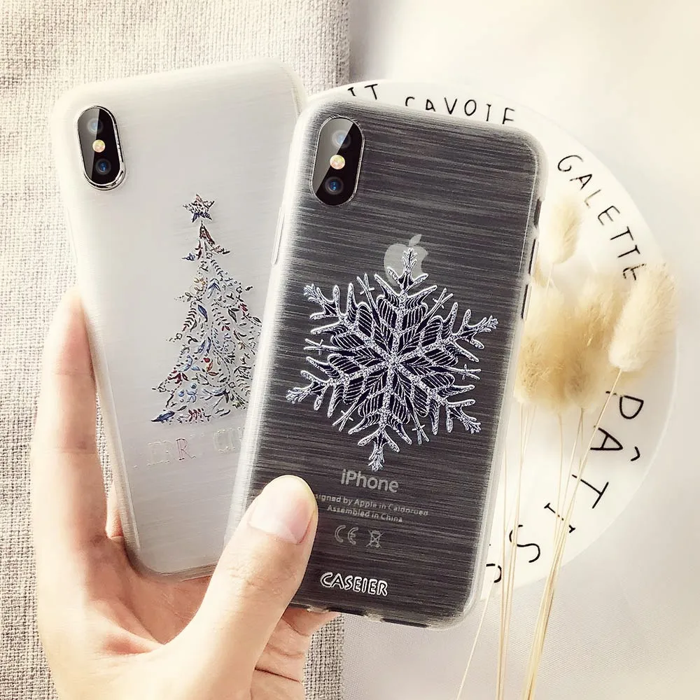 CASEIER Christma чехол для телефона iPhone 12 Прекрасный тиснение мягкий TPU X XR XS 7 8 6 6s Plus 11 Pro Max