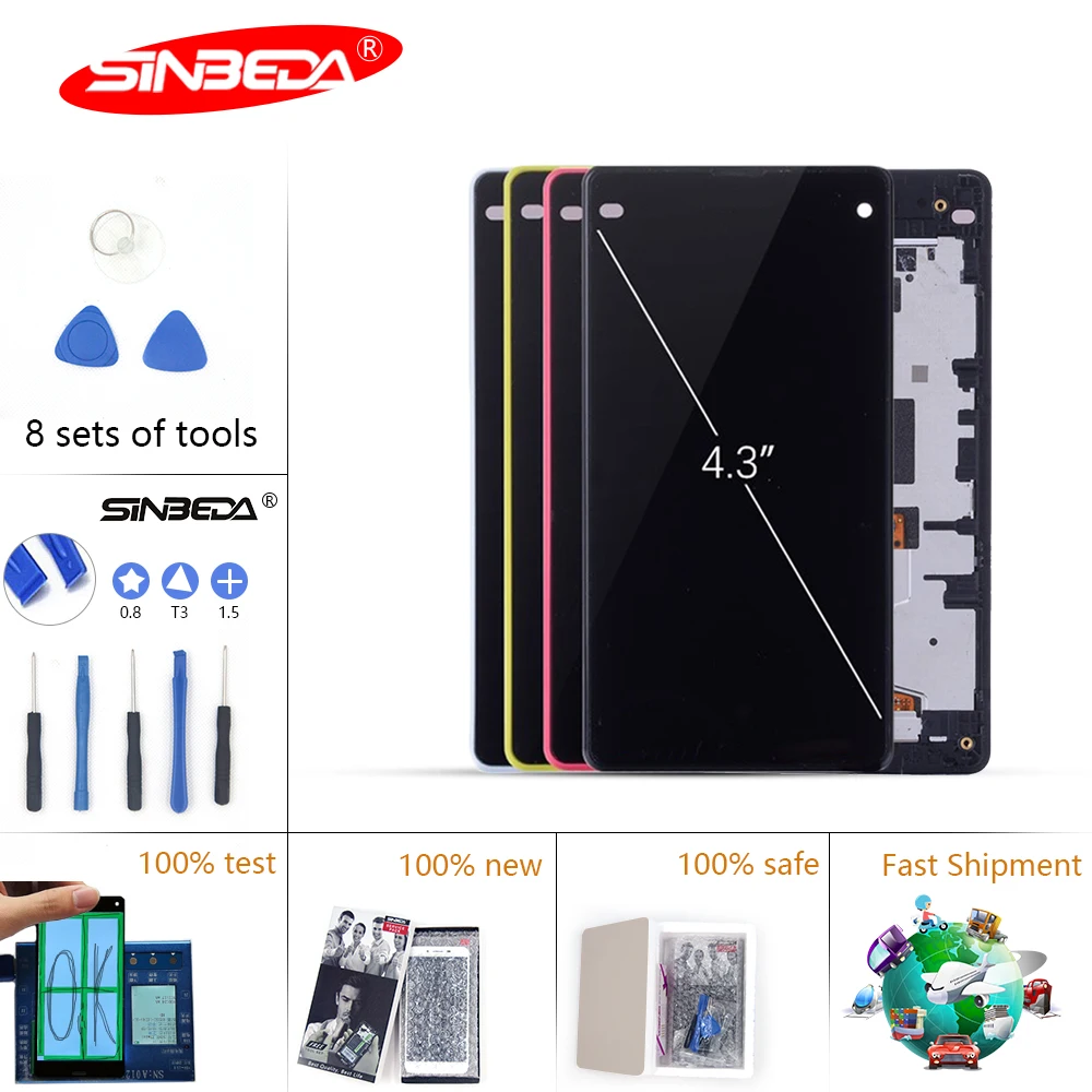 4 3 'sinbeda для Sony Xperia Z1 Mini Compact D5503 M51W ЖК дисплей с кодирующий преобразователь