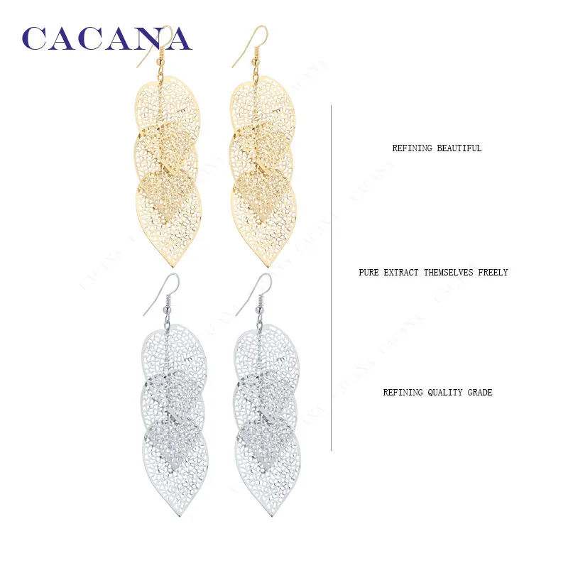 CACANA Dangle Long Earrings For Women Peach Heart Leaves Fashion Bijouterie Hot Sale No.A303 A304