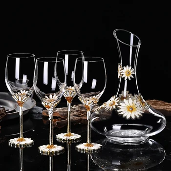 

Creative enamel wine glass cup Europe goblet Lead-free crystal cups champagne glasses cups Retro Wedding glasses bar drinkware