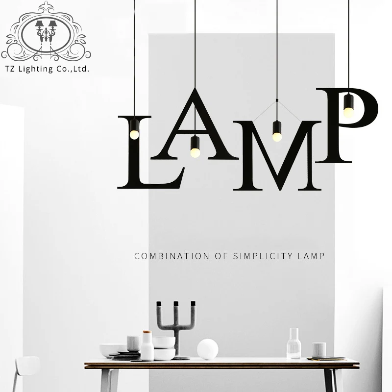 Letters Wrought Iron Vintage Pendant Lights For Home Lighting AC110 240V 30W E27 Rope Lampen Retro