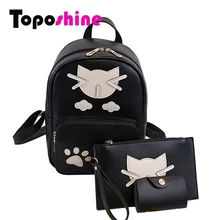Toposhine 2016 gato de la manera mujeres mochila para niñas mochilas mochilas muchachas de la manera bolsos de señora mochila bolsa de la escuela femenina 1571