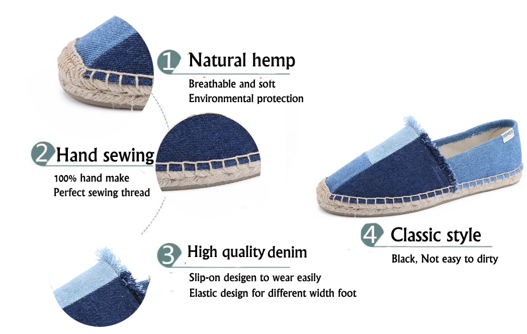 Minmclas/Новинка; модные джинсовые удобные женские повседневные эспадрильи в синюю полоску; дышащие льняные парусиновые ковбойские туфли из пеньки