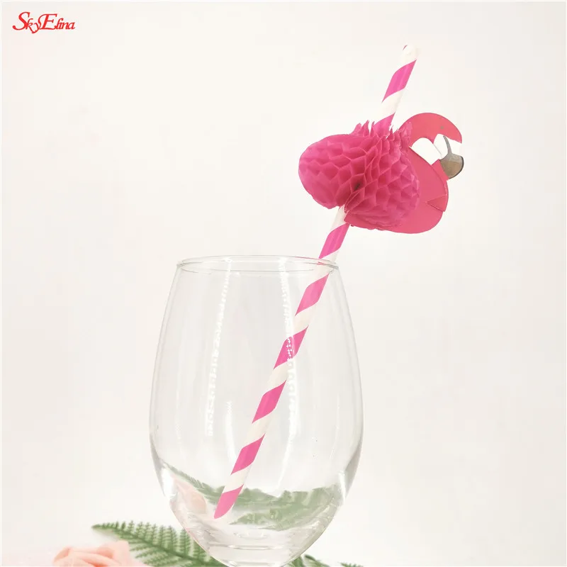 25pcs 3D Flamingo Pink Jungle paper drinking Straws Cocktail decorative straw lot  birthday wedding party decorations 5zSH887 (18)