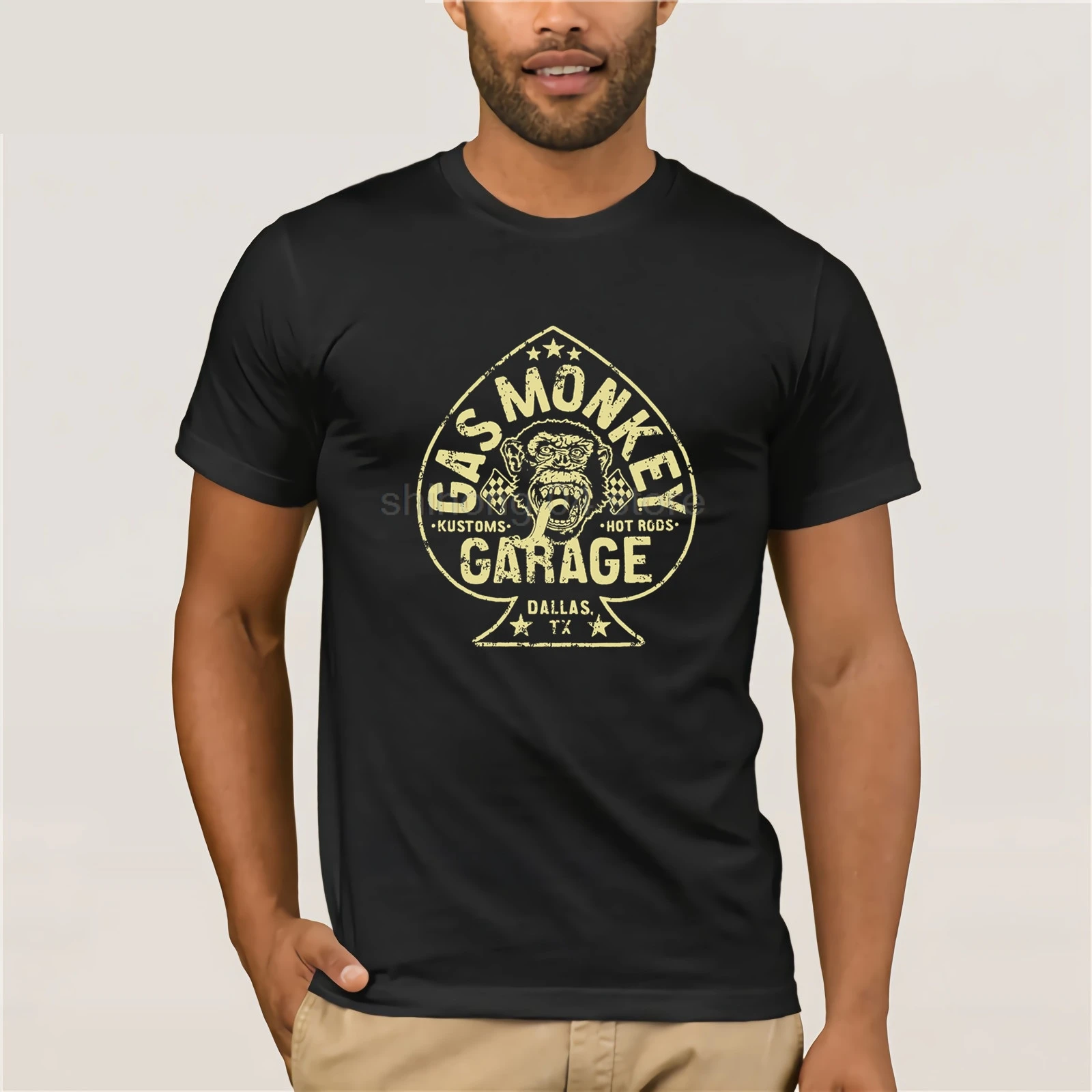 

GAS T-shirt ACES HIGH Hot Rods Tee Men XL Black New MONKEY GARAGE Men's Short Sleeve t-shirt 2019 Streetwear Tees