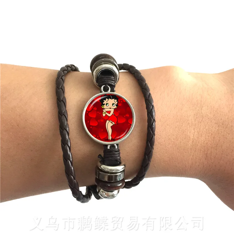 

Romantic Background Sexy Betty Boop Series Pattern Glass Dome Bracelet DIY Charms Adjustable Bracelet For Betty Funs Gifts