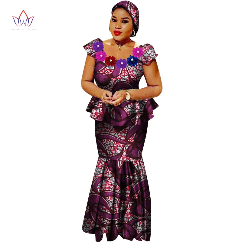 African Bazin Riche Dresses for Women Set Clothes Skirt Top Sets for Women High Waist Skirt Long African Skirt Plus Size WY2564