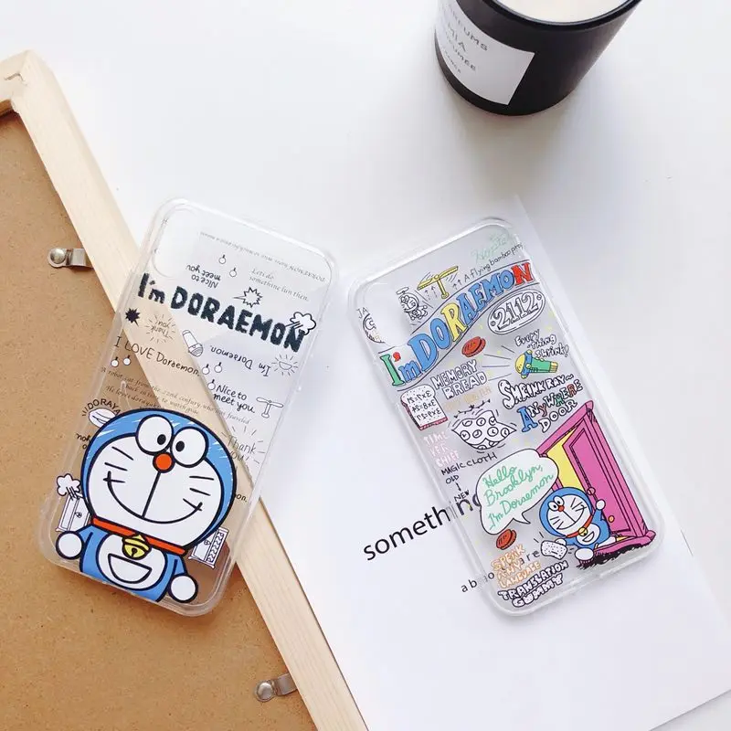 

Cute Cartoon Doraemon Transparent Soft TPU Case For iPhone Xs XR Xs Max Case For iPhone X 6 6s 7 8 Plus Case With Lanyard Hole