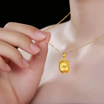 

Pure 24K Yellow Gold Pendant 12 Chinese Zodiacs Fly Pig Pendant 2.4g