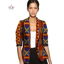 Дашики африканская восковая куртка одежда с принтом для женщин костюм полный рукав зубчатый размера плюс 6xl Африканская Хлопковая куртка пальто WY056