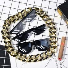 VIVIBEE забавные черные 8 битов мозаичные солнцезащитные очки Oculos дело с ним крутой Thug Life pixels мультфильм очки Необычные Вечерние